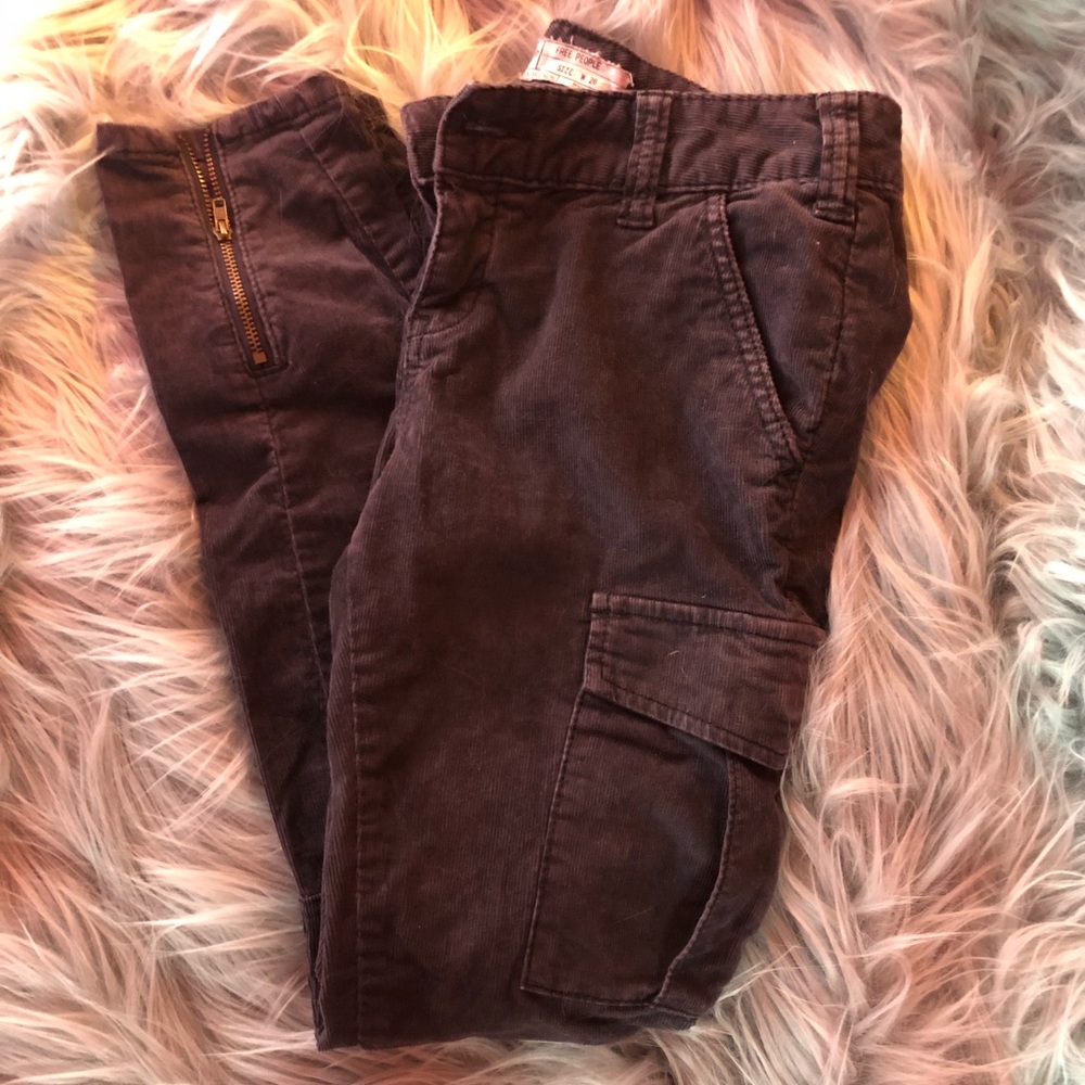 Free People skinny cargo cords